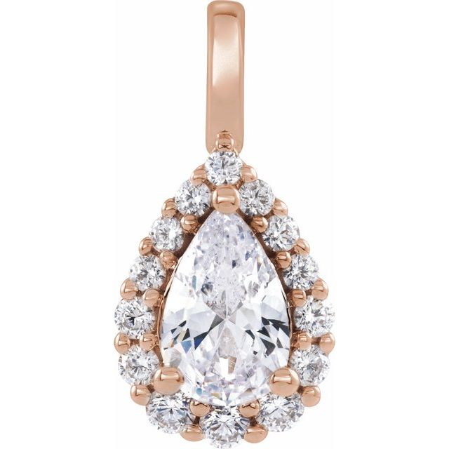 14K Rose 1 1/2 CTW Lab-Grown Diamond Halo-Style Pendant