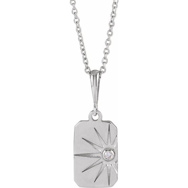 Sterling Silver .015 CT Natural Diamond Sun 16-18" Necklace