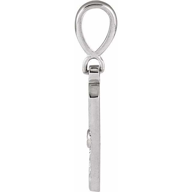 14K White .015 CT Natural Diamond Sun Pendant