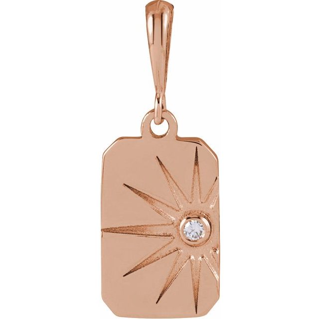 14K Rose .015 CT Natural Diamond Sun Pendant