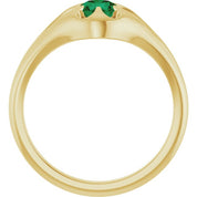 14K Yellow Natural Emerald Belcher Ring