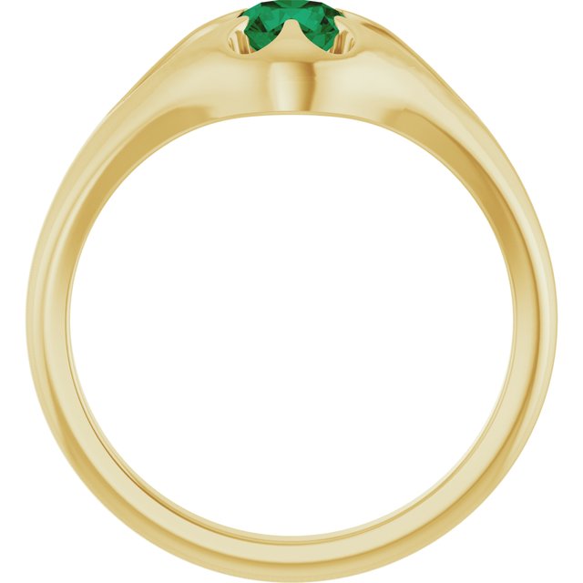 14K Yellow Natural Emerald Belcher Ring