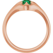 14K Rose Natural Emerald Belcher Ring