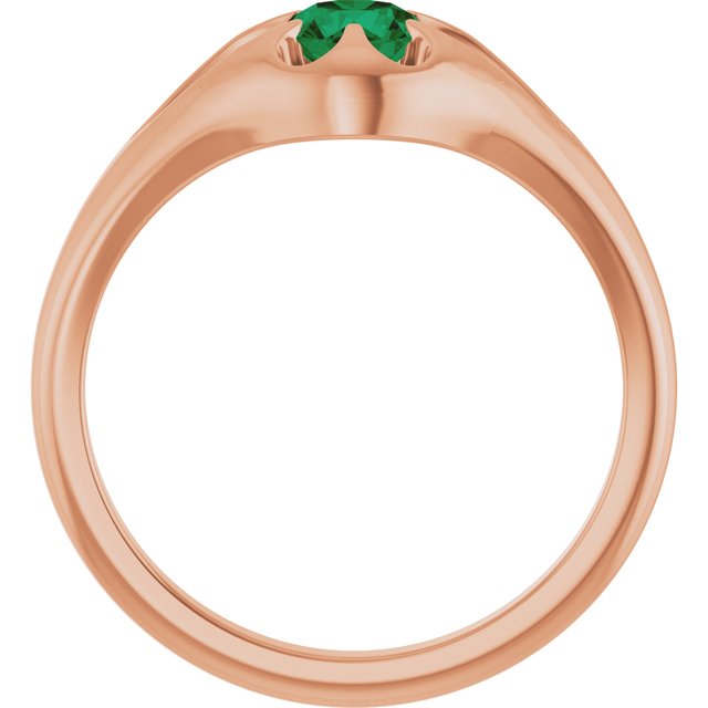 14K Rose Natural Emerald Belcher Ring
