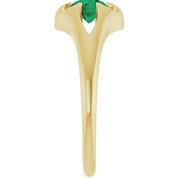 14K Yellow Natural Emerald Belcher Ring