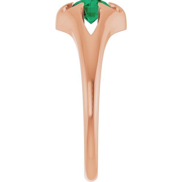 14K Rose Natural Emerald Belcher Ring