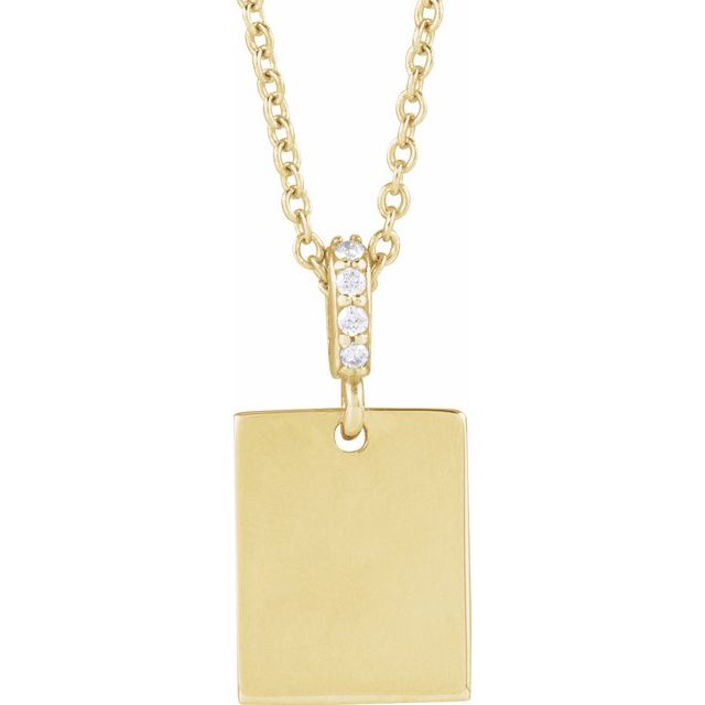 14K Yellow .02 CTW Natural Diamond Engravable 16-18" Necklace