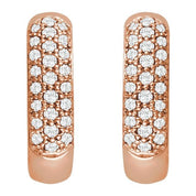 14K Natural and Lab-Grown Pave Set Diamond Hoop Earrings