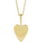14K Yellow .01 CT Natural Diamond Engravable Heart 16-18" Necklace