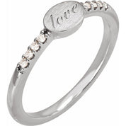 Platinum .07 CTW Natural Diamond Engravable Signet Ring