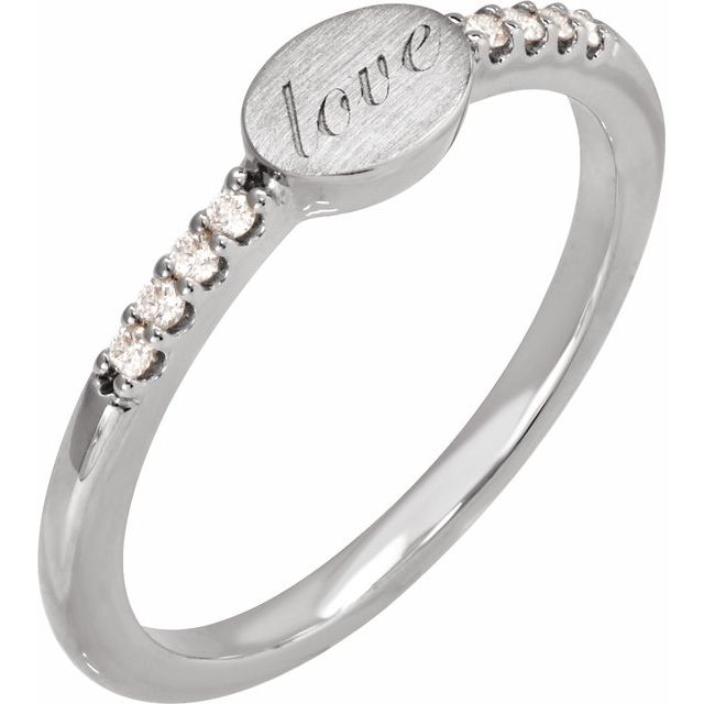 Platinum .07 CTW Natural Diamond Engravable Signet Ring