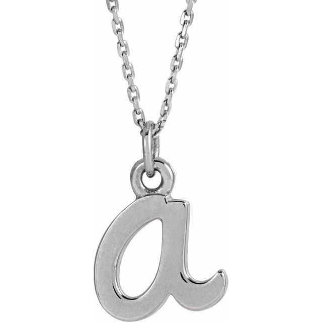 14K White Petite Initial A 16" Necklace