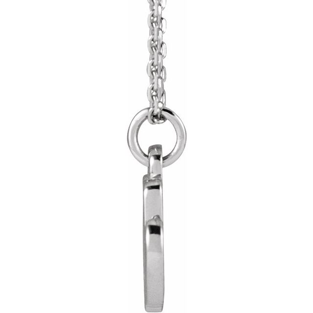 14K White Petite Initial M 16" Necklace