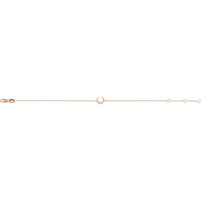 14K Rose .04 CTW Natural Diamond Crescent Moon 6 1/2-7 1/2 Bracelet