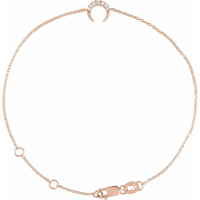 14K Rose .04 CTW Natural Diamond Crescent Moon 6 1/2-7 1/2 Bracelet