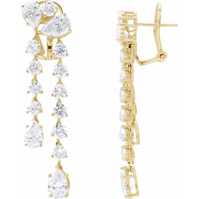 14K Yellow 9 1/2 CTW Lab-Grown Diamond Dangle Earrings