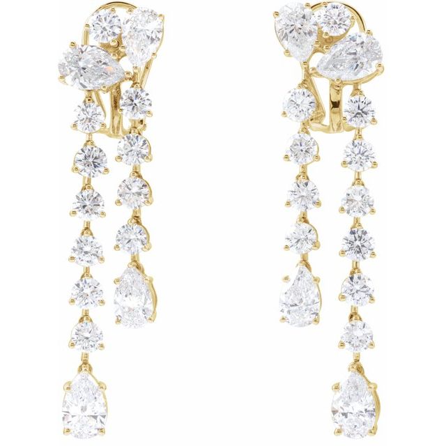 14K Yellow 9 1/2 CTW Lab-Grown Diamond Dangle Earrings