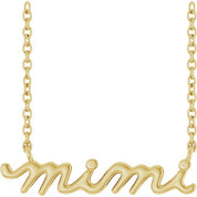 14K Yellow Mimi Lowercase Script 18" Necklace