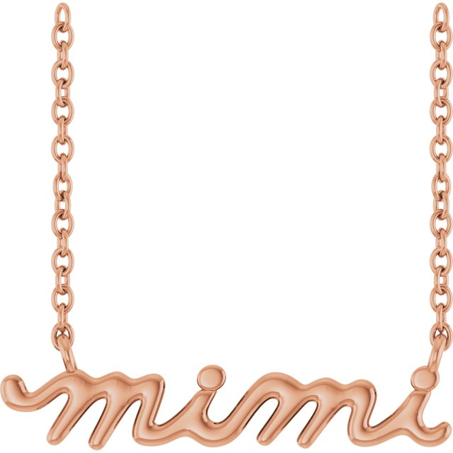 14K Rose Mimi Lowercase Script 18" Necklace