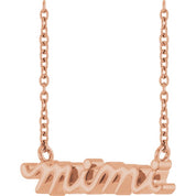 14K Rose Mimi Lowercase Script 18" Necklace