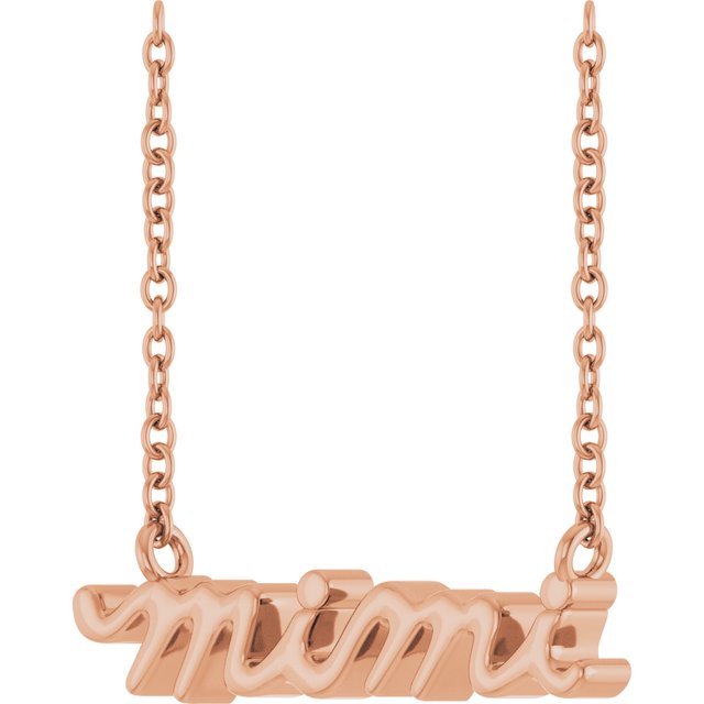 14K Rose Mimi Lowercase Script 18" Necklace