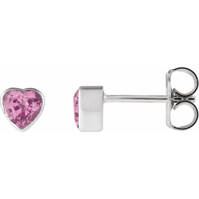 Platinum Natural Pink Sapphire Stud Earrings