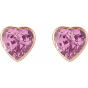 14K Rose Natural Pink Sapphire Stud Earrings