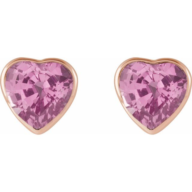14K Rose Natural Pink Sapphire Stud Earrings