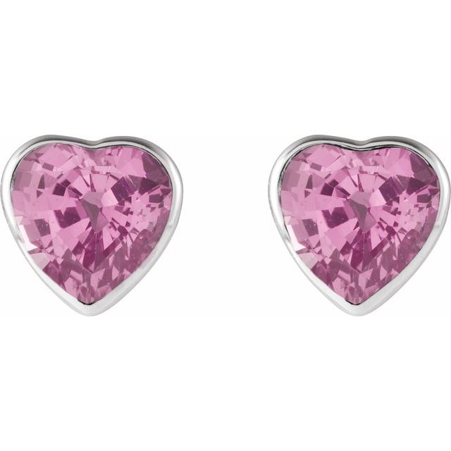 Platinum Natural Pink Sapphire Stud Earrings