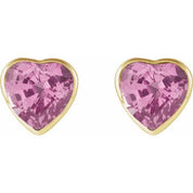 14K Yellow Natural Pink Sapphire Stud Earrings