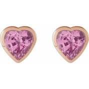 14K Rose Natural Pink Sapphire Stud Earrings