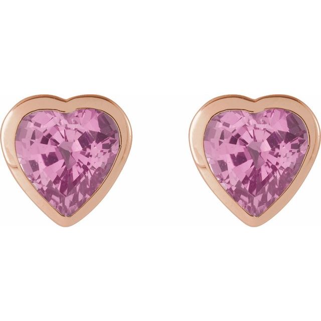 14K Rose Natural Pink Sapphire Stud Earrings