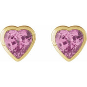 14K Yellow Natural Pink Sapphire Stud Earrings