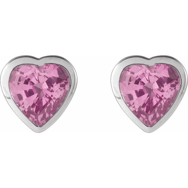 Platinum Natural Pink Sapphire Stud Earrings