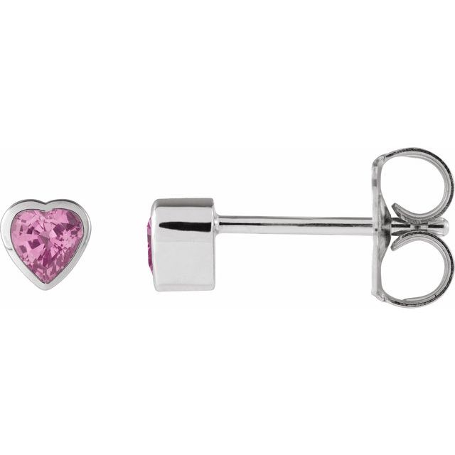 Platinum Natural Pink Sapphire Stud Earrings