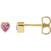 14K Yellow Natural Pink Sapphire Stud Earrings