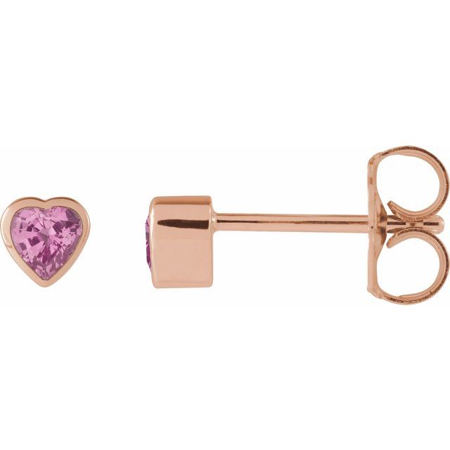 14K Rose Natural Pink Sapphire Stud Earrings