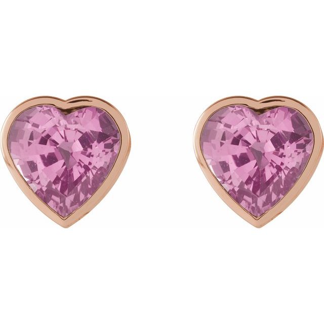 14K Rose Natural Pink Sapphire Stud Earrings