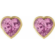 14K Yellow Natural Pink Sapphire Stud Earrings
