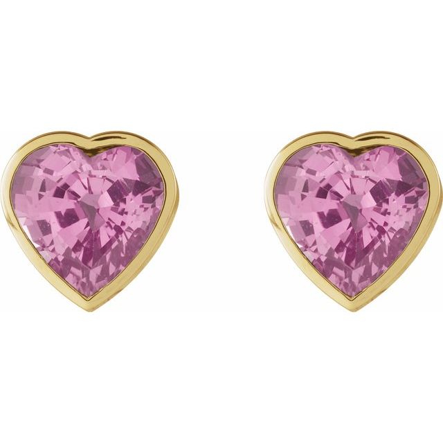 14K Yellow Natural Pink Sapphire Stud Earrings