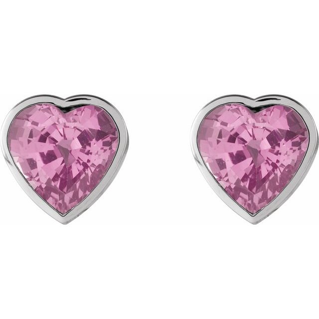 Platinum Natural Pink Sapphire Stud Earrings