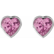 14K White Natural Pink Sapphire Stud Earrings