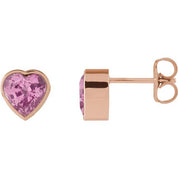 14K Rose Natural Pink Sapphire Stud Earrings