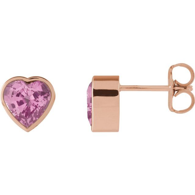14K Rose Natural Pink Sapphire Stud Earrings