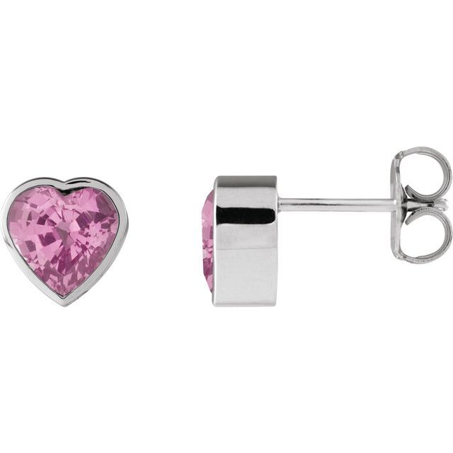 Platinum Natural Pink Sapphire Stud Earrings