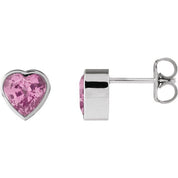 14K White Natural Pink Sapphire Stud Earrings