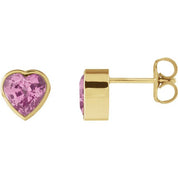 14K Yellow Natural Pink Sapphire Stud Earrings