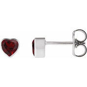 14K White Natural Mozambique Garnet Stud Earrings