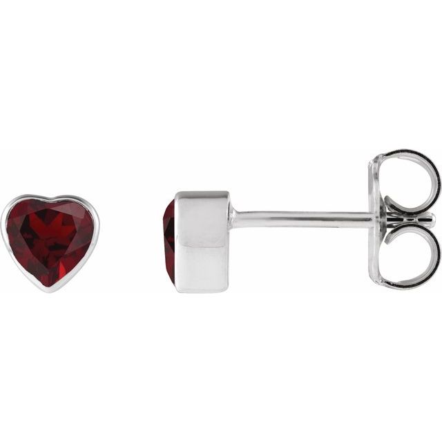 14K White Natural Mozambique Garnet Stud Earrings