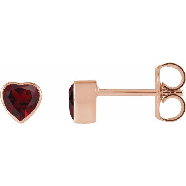 14K Rose Natural Mozambique Garnet Stud Earrings